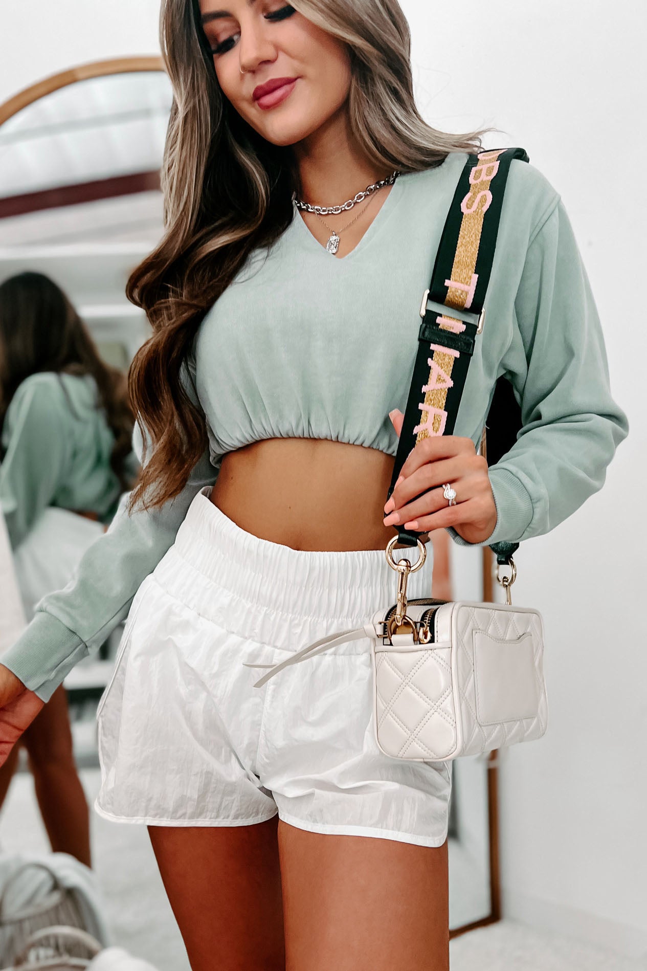 All Over Again Cinched Cropped Hoodie (Sage) - NanaMacs