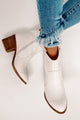 IMPERFECT Deceiving Looks Faux Leather Snake Print Booties (Vintage White) - NanaMacs