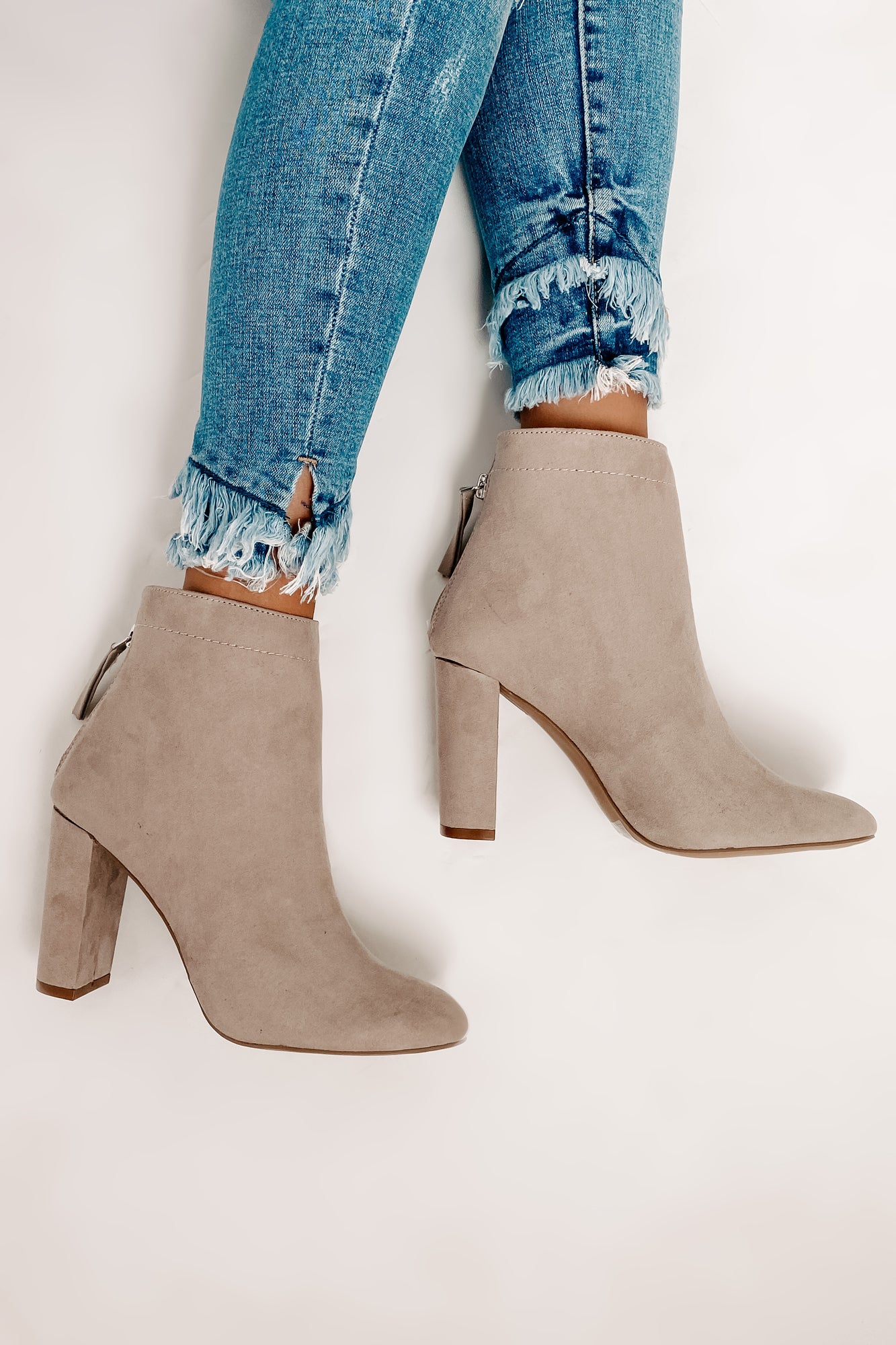 IMPERFECT Through With You Faux Suede Booties (Taupe Suede) - NanaMacs