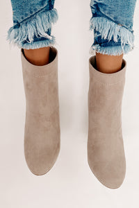 IMPERFECT Through With You Faux Suede Booties (Taupe Suede) - NanaMacs