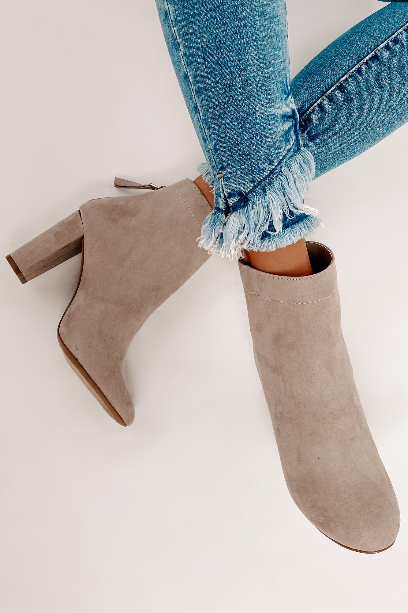 IMPERFECT Through With You Faux Suede Booties (Taupe Suede) - NanaMacs