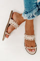 Treasured Finds Studded Faux Leather Sandals (Beige) - NanaMacs