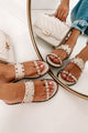 Treasured Finds Studded Faux Leather Sandals (Beige) - NanaMacs