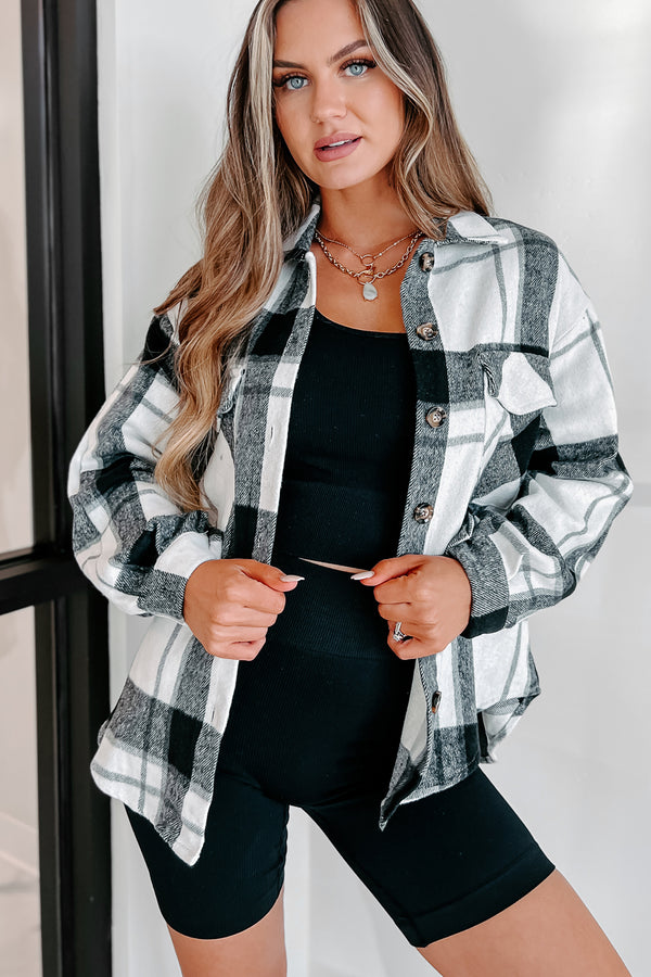 Short On Patience Plaid Shacket (Black) - NanaMacs