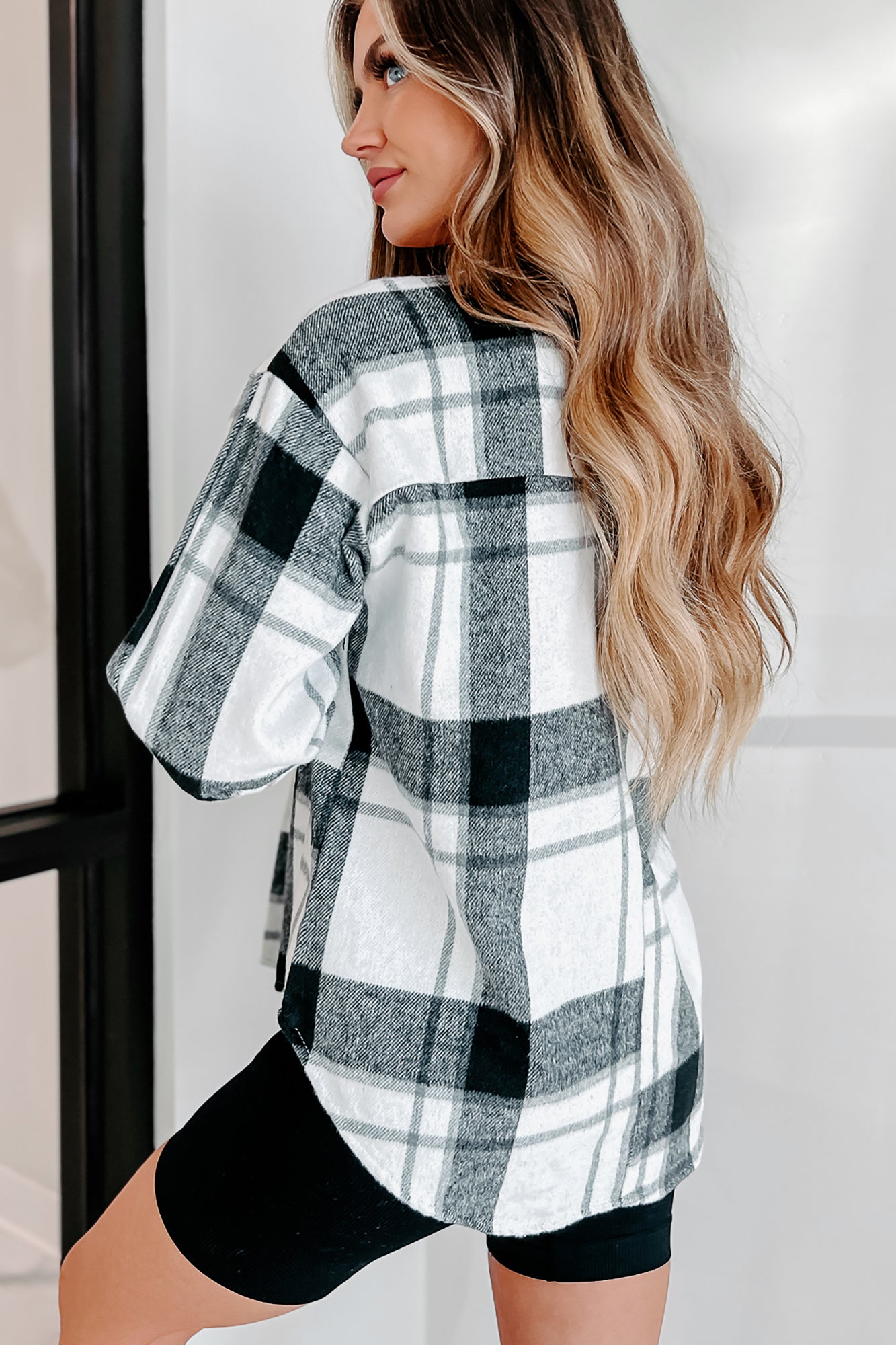 Short On Patience Plaid Shacket (Black) - NanaMacs