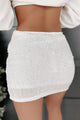 Tell Them About It Ruched Sequin Skirt (White) - NanaMacs