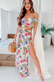 Living In The Tropics Off The Shoulder Floral Maxi Dress (Ivory/Multi) - NanaMacs