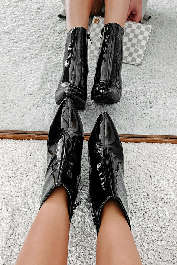 Mariko Patent Leather Booties (Black) - NanaMacs