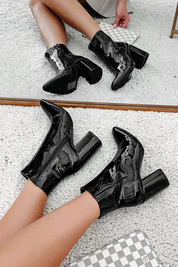 Mariko Patent Leather Booties (Black) - NanaMacs