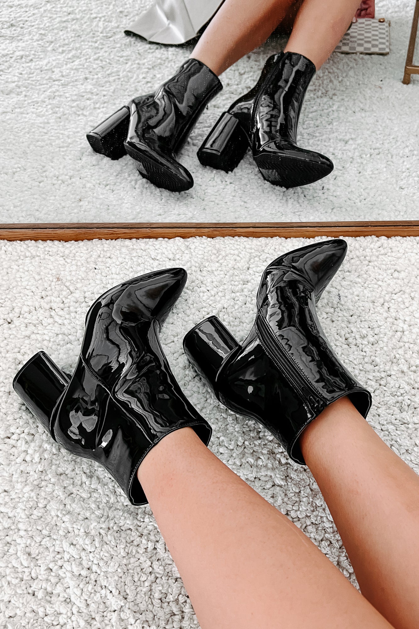 Black vinyl booties best sale