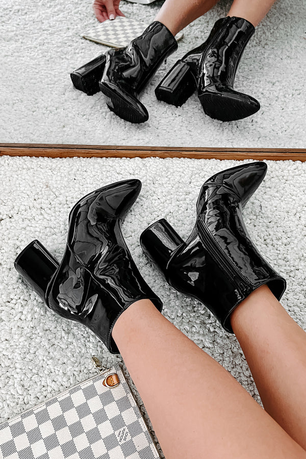 Mariko Patent Leather Booties (Black) - NanaMacs