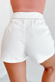 Out Of Answers Tie-Front Shorts (White) - NanaMacs