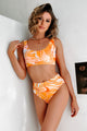 Just Like Sherbet  High Waist Marble Print Bikini Set (Orange) - NanaMacs