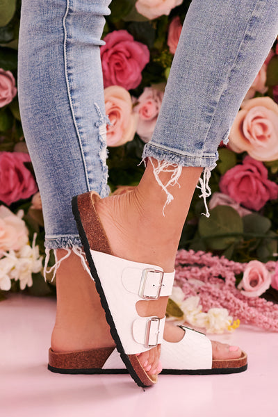 IMPERFECT Scottsdale Snake Print Sandals (White) - NanaMacs