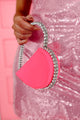 Heart On Your Sleeve Rhinestone Heart Clutch (Neon Pink) - NanaMacs