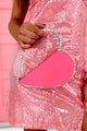 Heart On Your Sleeve Rhinestone Heart Clutch (Neon Pink) - NanaMacs