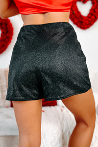 Thinking Of Love Sparkly Shorts (Black) - NanaMacs