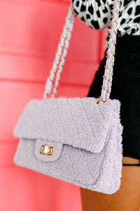 Sherpa Me Crazy Quilted Sherpa Purse (Lavender) - NanaMacs