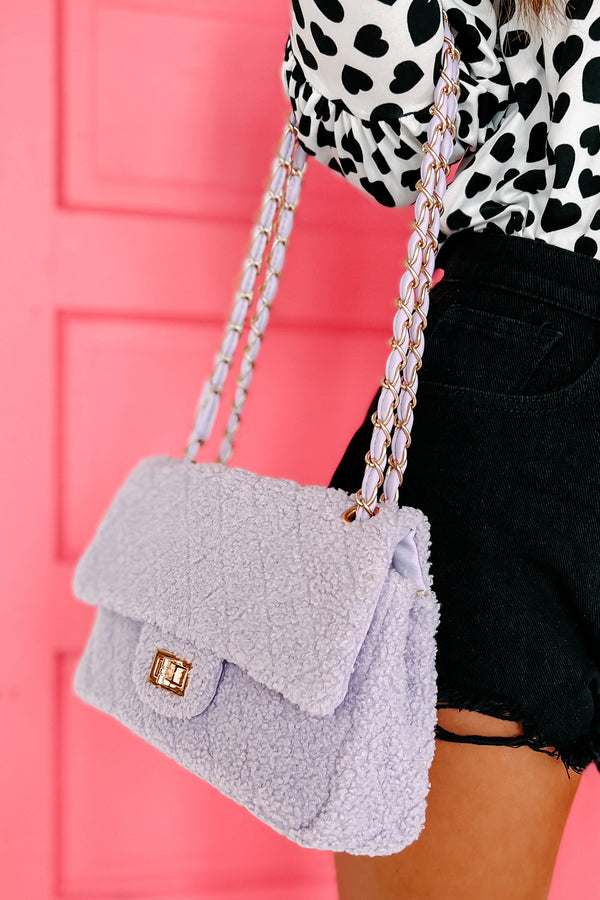 Sherpa Me Crazy Quilted Sherpa Purse (Lavender) - NanaMacs