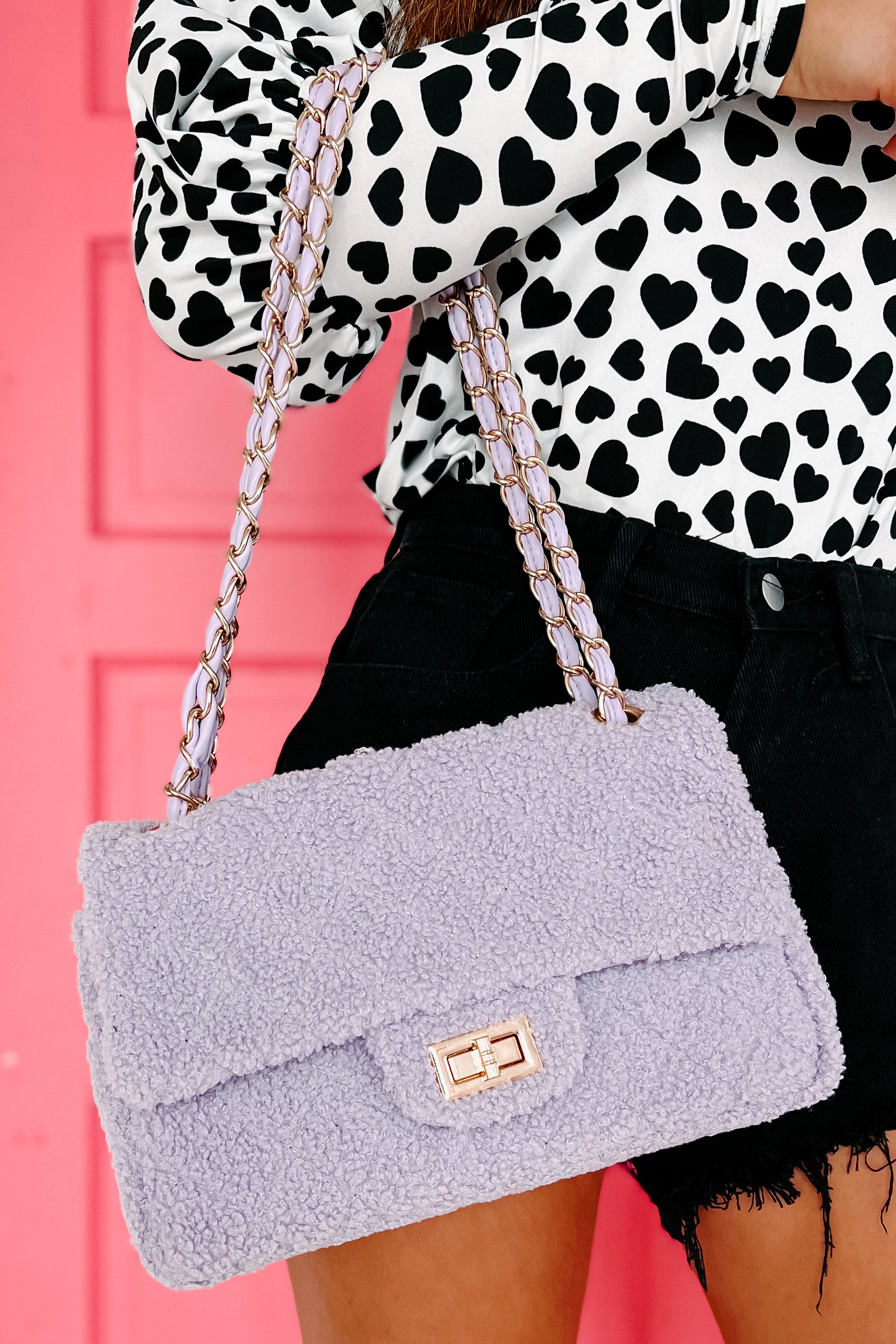 Sherpa Me Crazy Quilted Sherpa Purse (Lavender) - NanaMacs