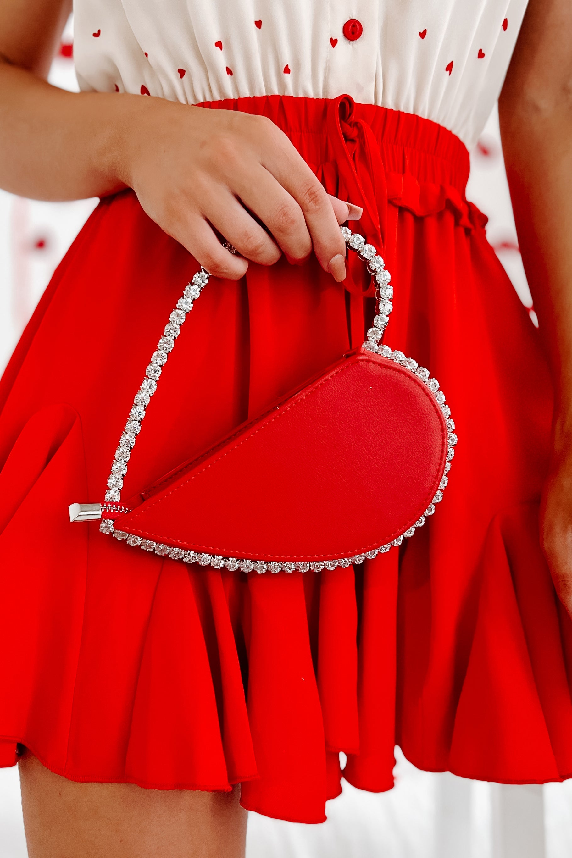 Red rhinestone online clutch