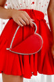 Heart On Your Sleeve Rhinestone Heart Clutch (Red) - NanaMacs