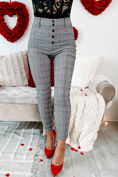 High Aspirations Plaid High Waisted Pants (Black) - NanaMacs