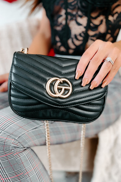 Adorn You Quilted Faux Leather Purse (Black) - NanaMacs