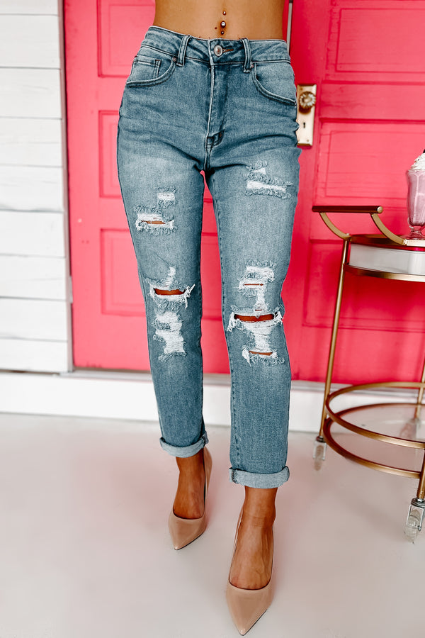 Lyla High Rise Distressed Boyfriend Jean (Medium) - NanaMacs
