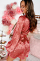 Floral Fancy Satin Wrap Dress (Coral Pink) - NanaMacs