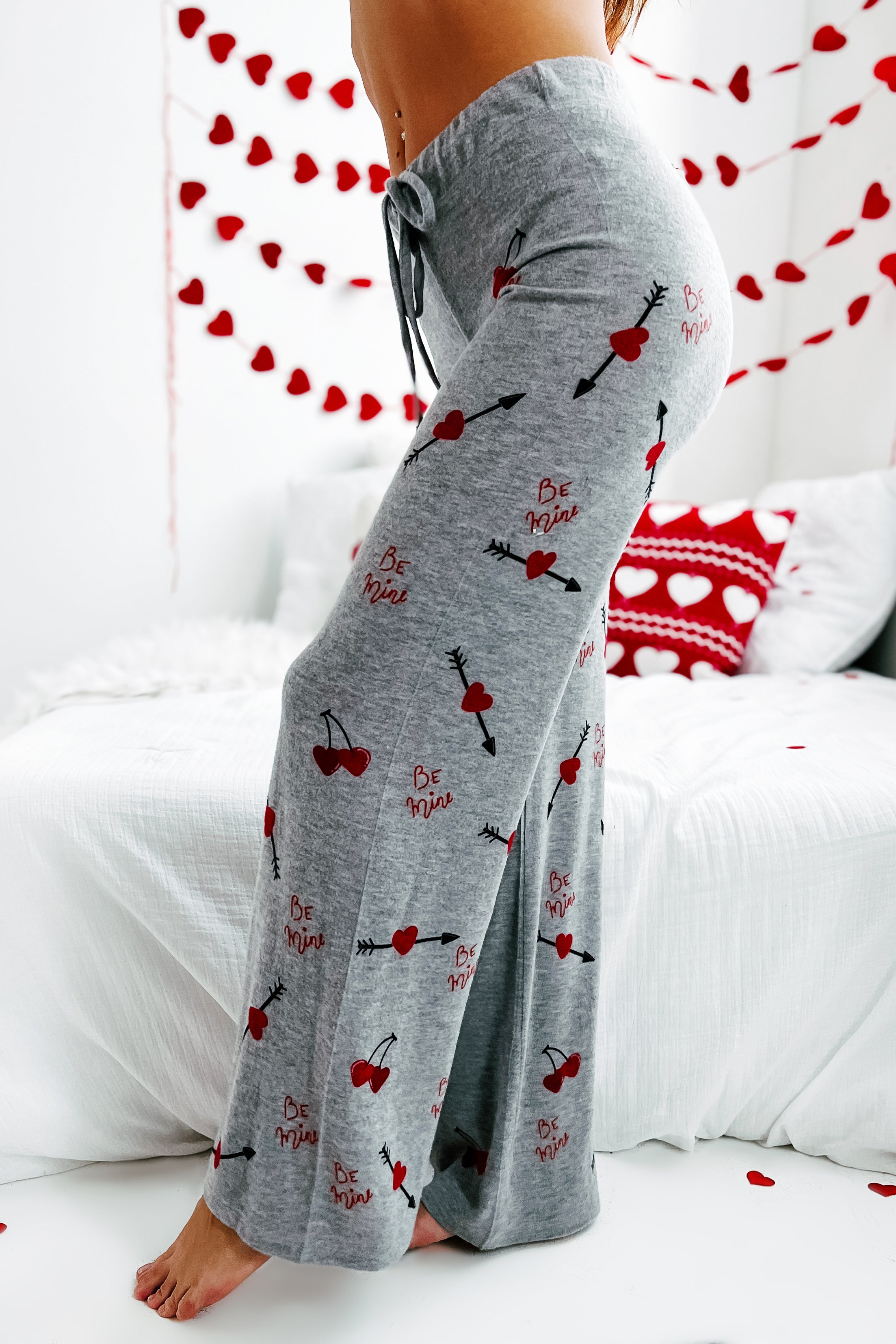 Be Mine Two Piece Lounge Set (Heather Grey) - NanaMacs