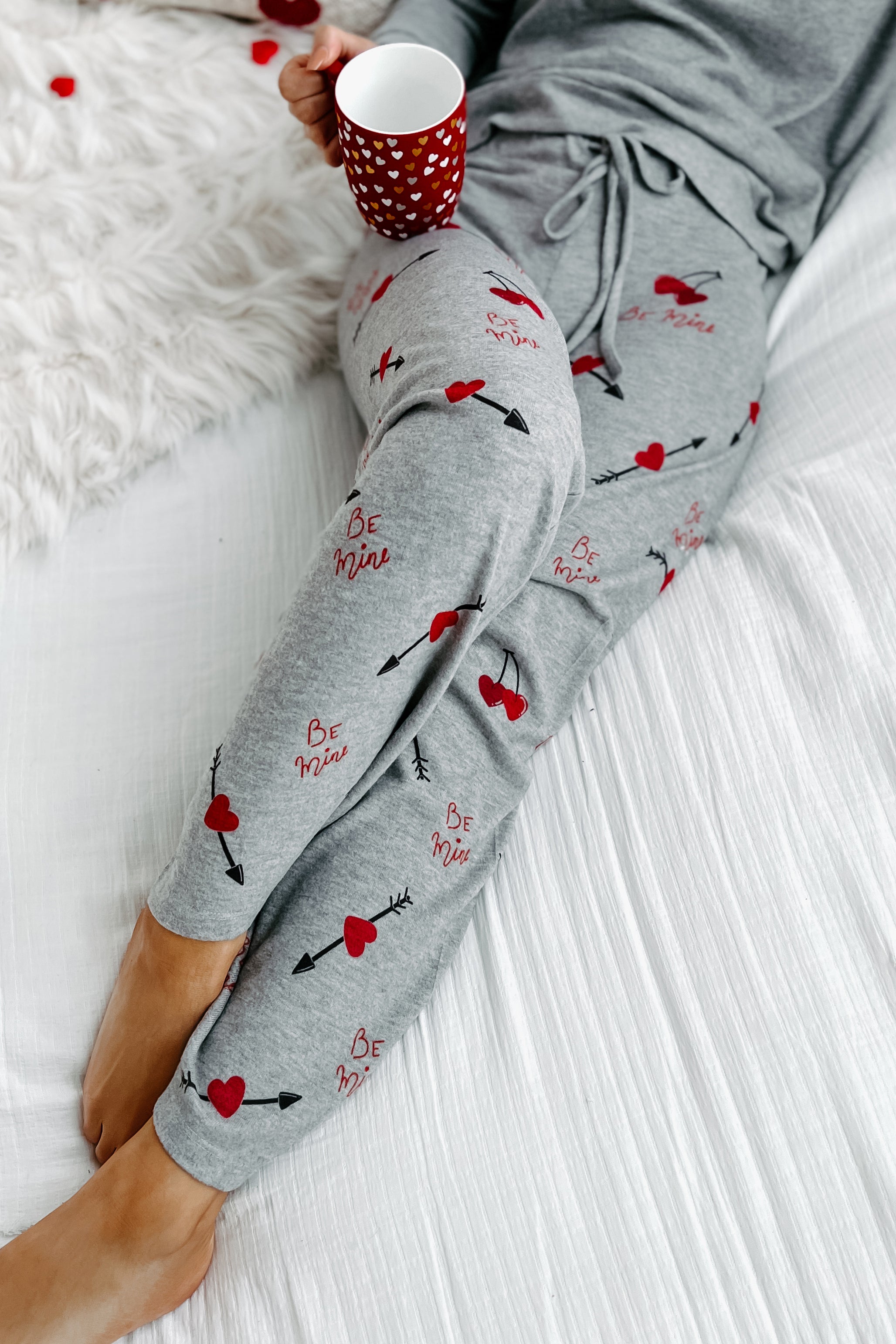 Be Mine Two Piece Lounge Set (Heather Grey) - NanaMacs