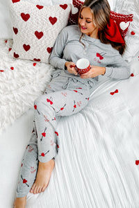 Be Mine Two Piece Lounge Set (Heather Grey) - NanaMacs