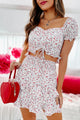 Fine In Floral Two Piece Floral Set (White/Red) - NanaMacs