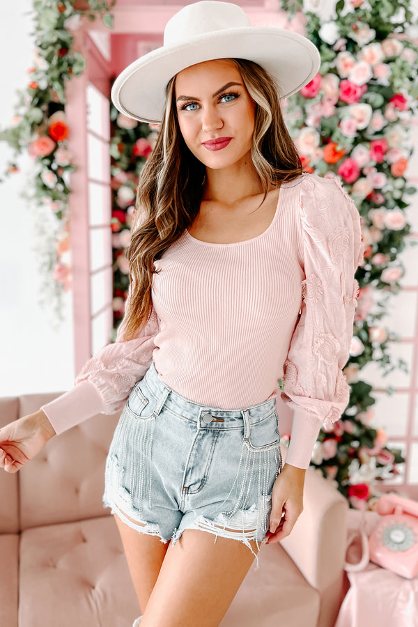 Keep It Stylish Floral Embroidered Long Sleeve Top (Pink) - NanaMacs