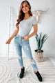 She's Bad High Rise Button-Fly Distressed Skinny Jeans (Light) - NanaMacs