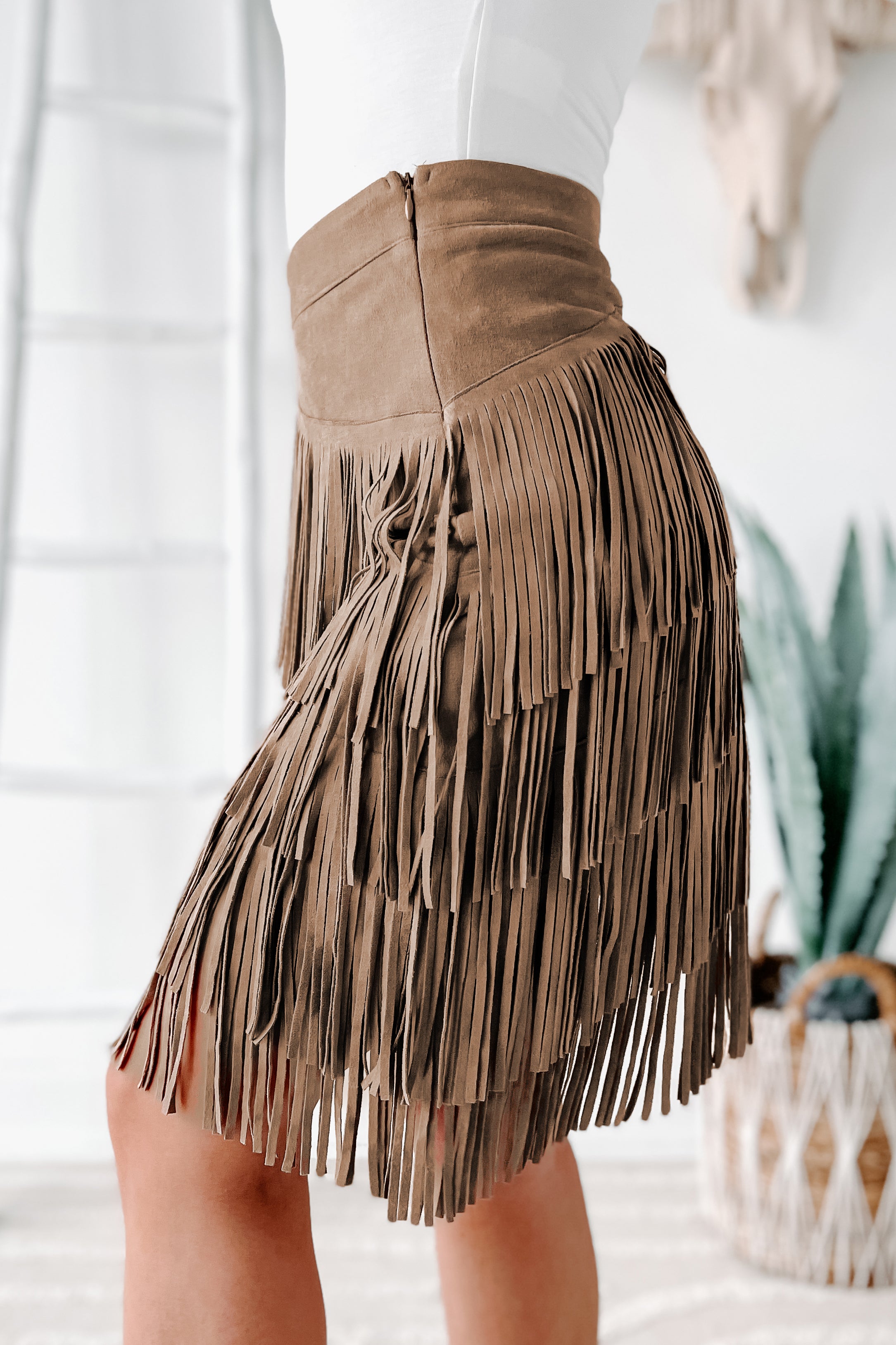 Faux suede tassel clearance skirt