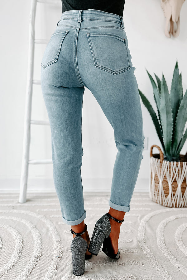 Mavis High Rise Distressed Mom Jeans (Light) - NanaMacs