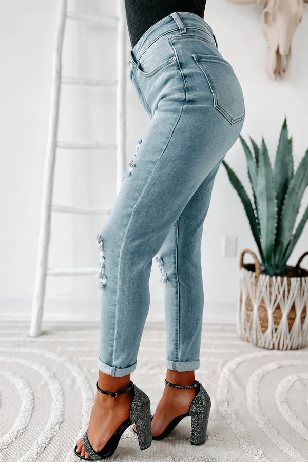 Mavis High Rise Distressed Mom Jeans (Light) - NanaMacs