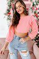 Sizzlin' Looks Ruffled Open Back Crop Top (Pink) - NanaMacs