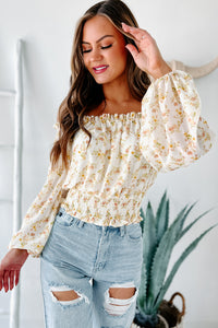 Cheery Times Floral Off The Shoulder Crop Top (Ivory) - NanaMacs