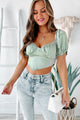 Isn't She Sweet Satin Crop Top (Sage) - NanaMacs