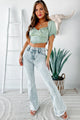 Isn't She Sweet Satin Crop Top (Sage) - NanaMacs