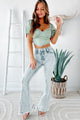 Isn't She Sweet Satin Crop Top (Sage) - NanaMacs