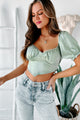 Isn't She Sweet Satin Crop Top (Sage) - NanaMacs