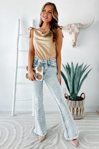 Chic & Classy Satin Tie Strap Bodysuit (Champagne) - NanaMacs