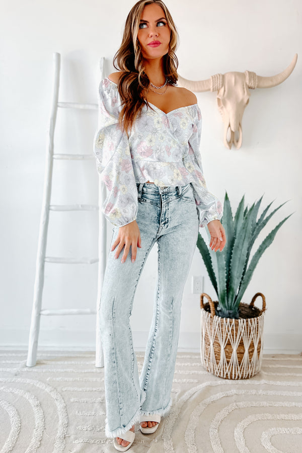 Making Your Destiny Floral Long Sleeve Top (Dusty Blue) - NanaMacs