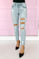 Open Minded Mid-Rise Distressed Skinny Kancan Jeans (Light) - NanaMacs