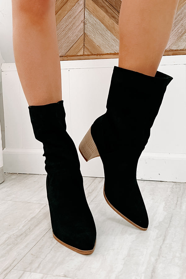 Don't Test Me Slouchy Pointed Toe Booties (Black) - NanaMacs