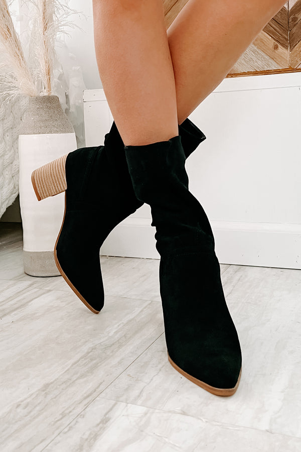 Don't Test Me Slouchy Pointed Toe Booties (Black) - NanaMacs